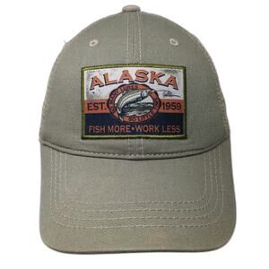Arctic Circle Baseball Cap Green One Size Alaska Salmon Fish Mesh Strapback Hat